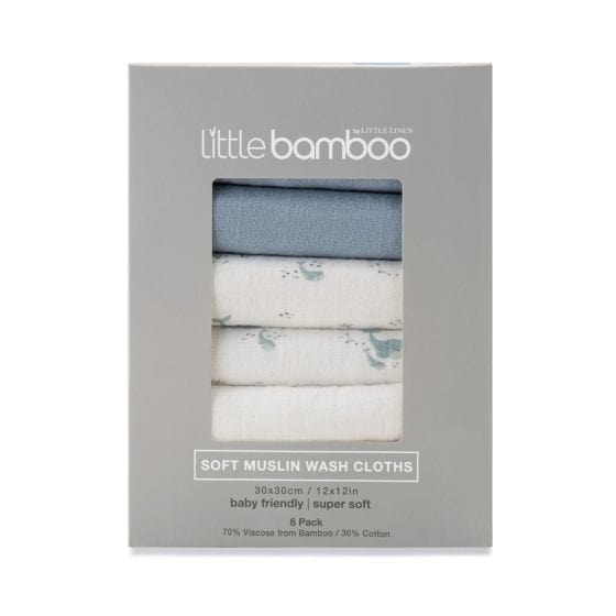 Little Bamboo Linen Bath Little Bamboo Muslin Washers 6 pack - Retro Blue