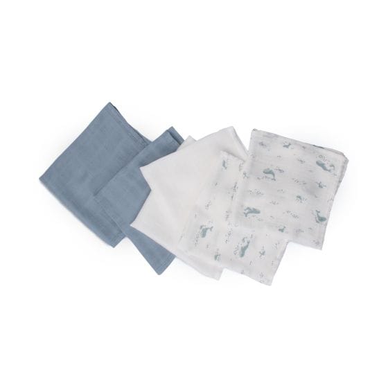 Little Bamboo Linen Bath Little Bamboo Muslin Washers 6 pack - Retro Blue