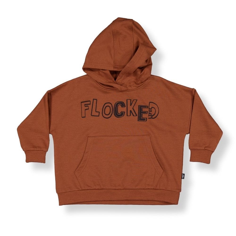 Little Flock Of Horrors Boys Jumper Jagger Hoodie - Clay