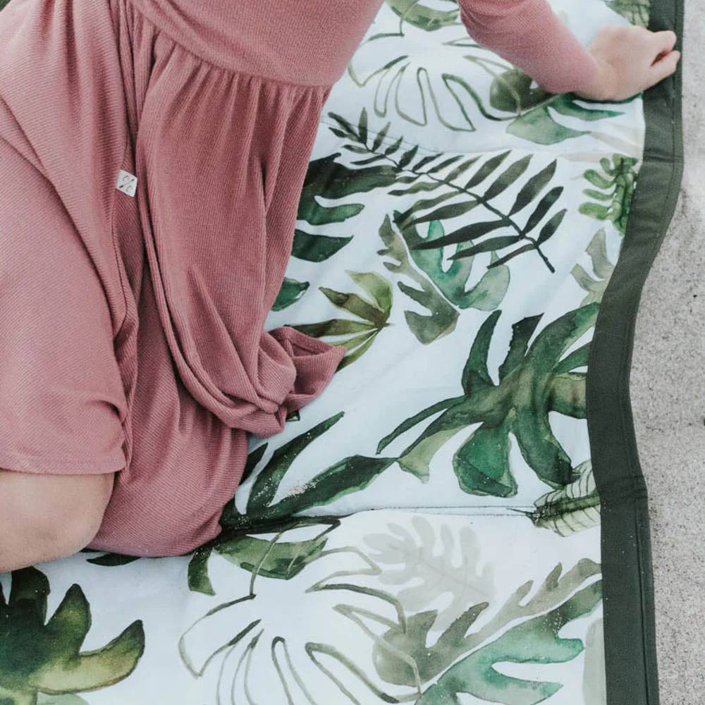 Little Unicorn Baby Care Tropical Leaf Picnic / Outdoor Blanket 5 X 7