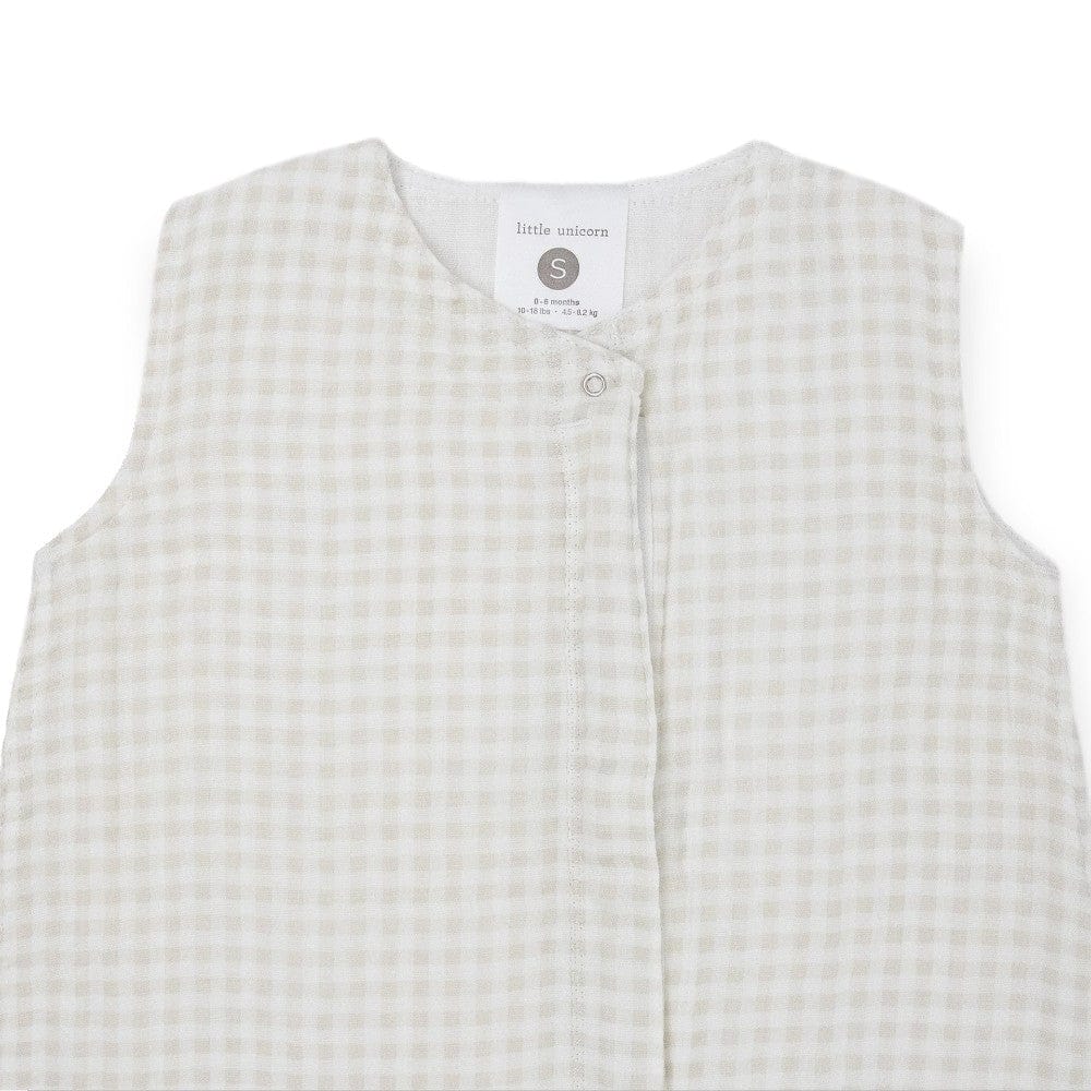 Little Unicorn Linen Cotton Muslin Sleeping Bag - Tan Gingham