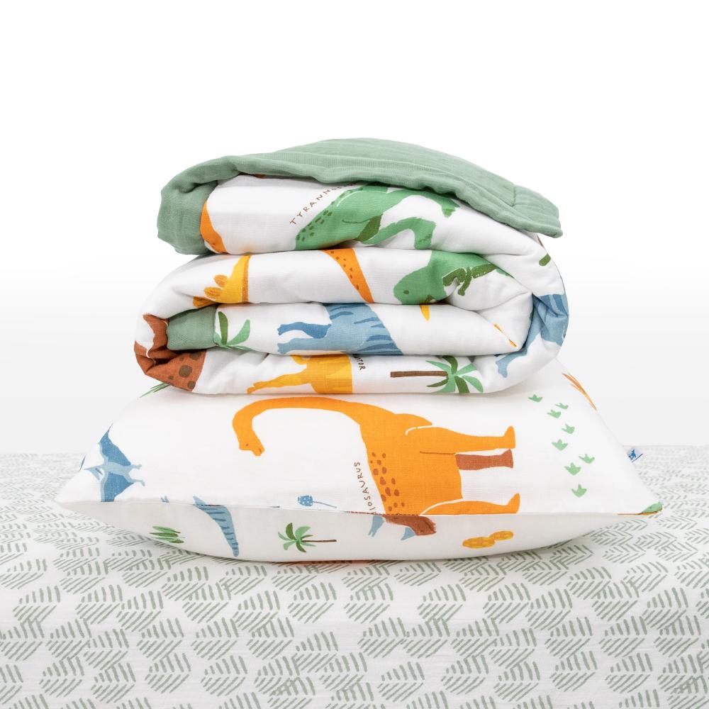 Little Unicorn Linen Dino Names Little Unicorn Toddler Bedding Set