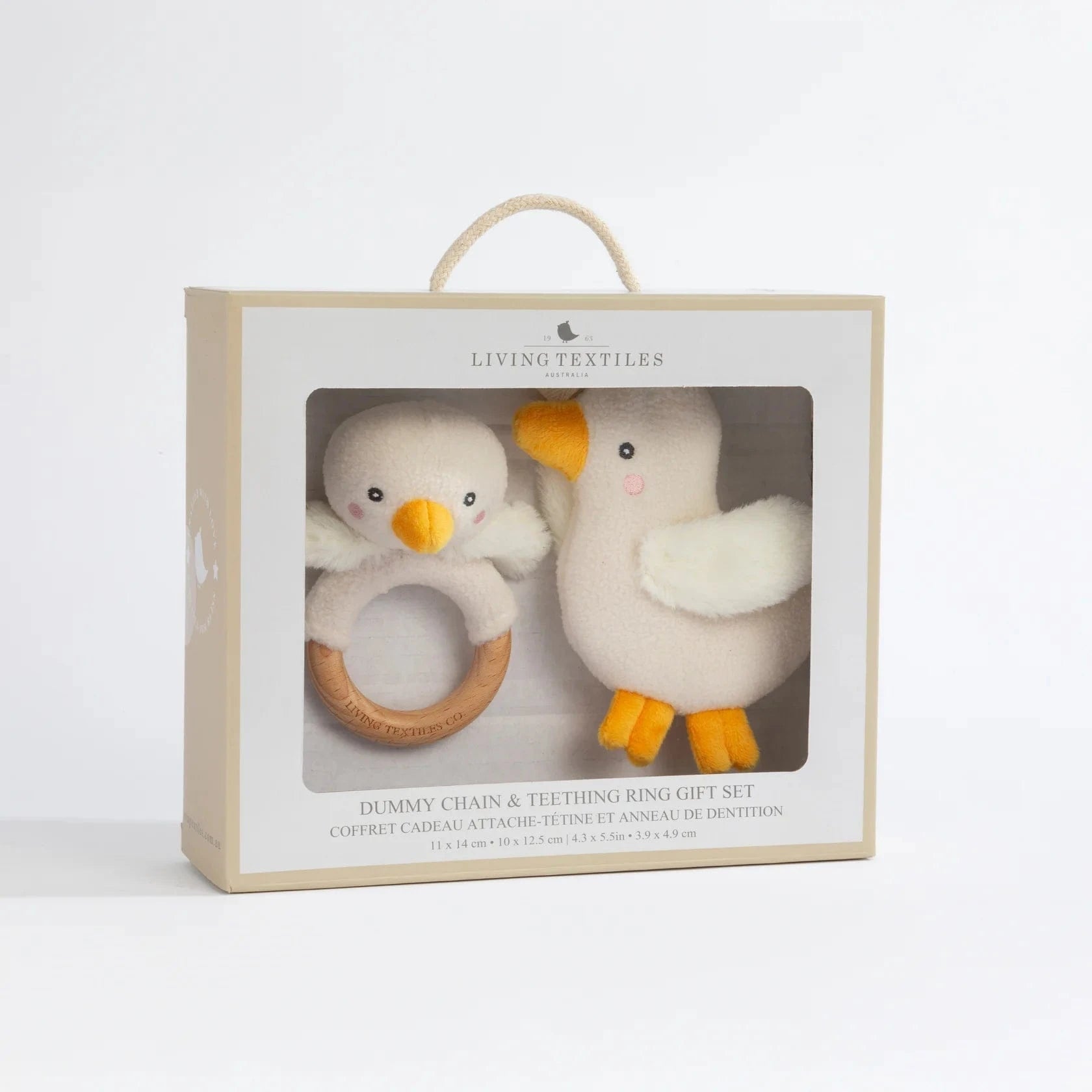 Living Textiles Baby Accessory Teething Ring & Dummy Chain Gift Set - Goosey Goosey