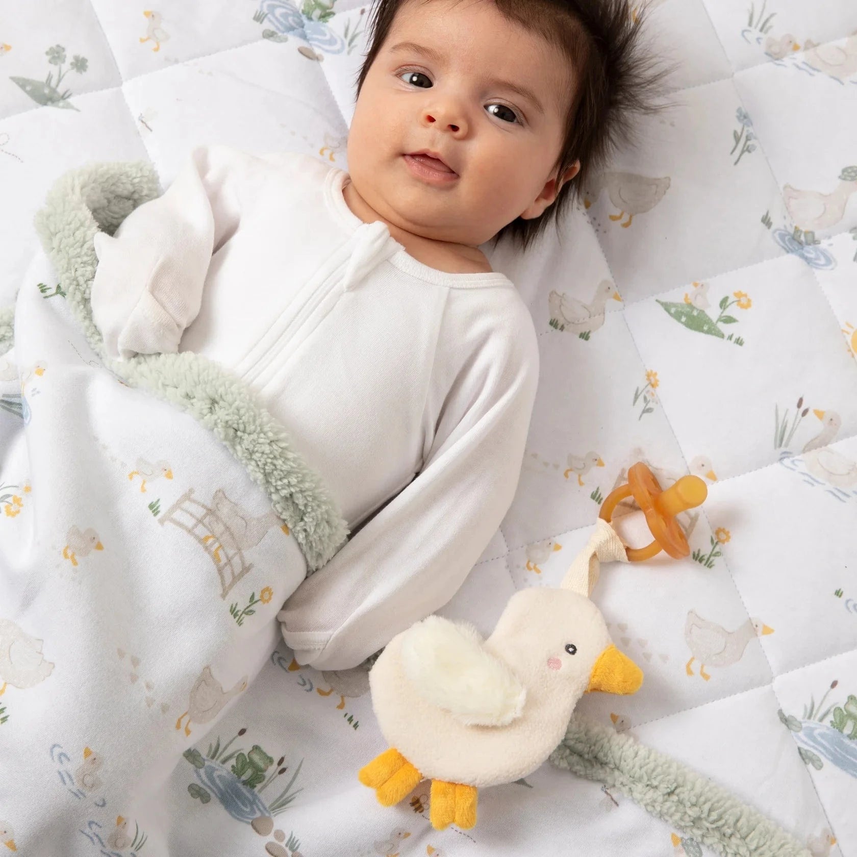 Living Textiles Baby Accessory Teething Ring & Dummy Chain Gift Set - Goosey Goosey