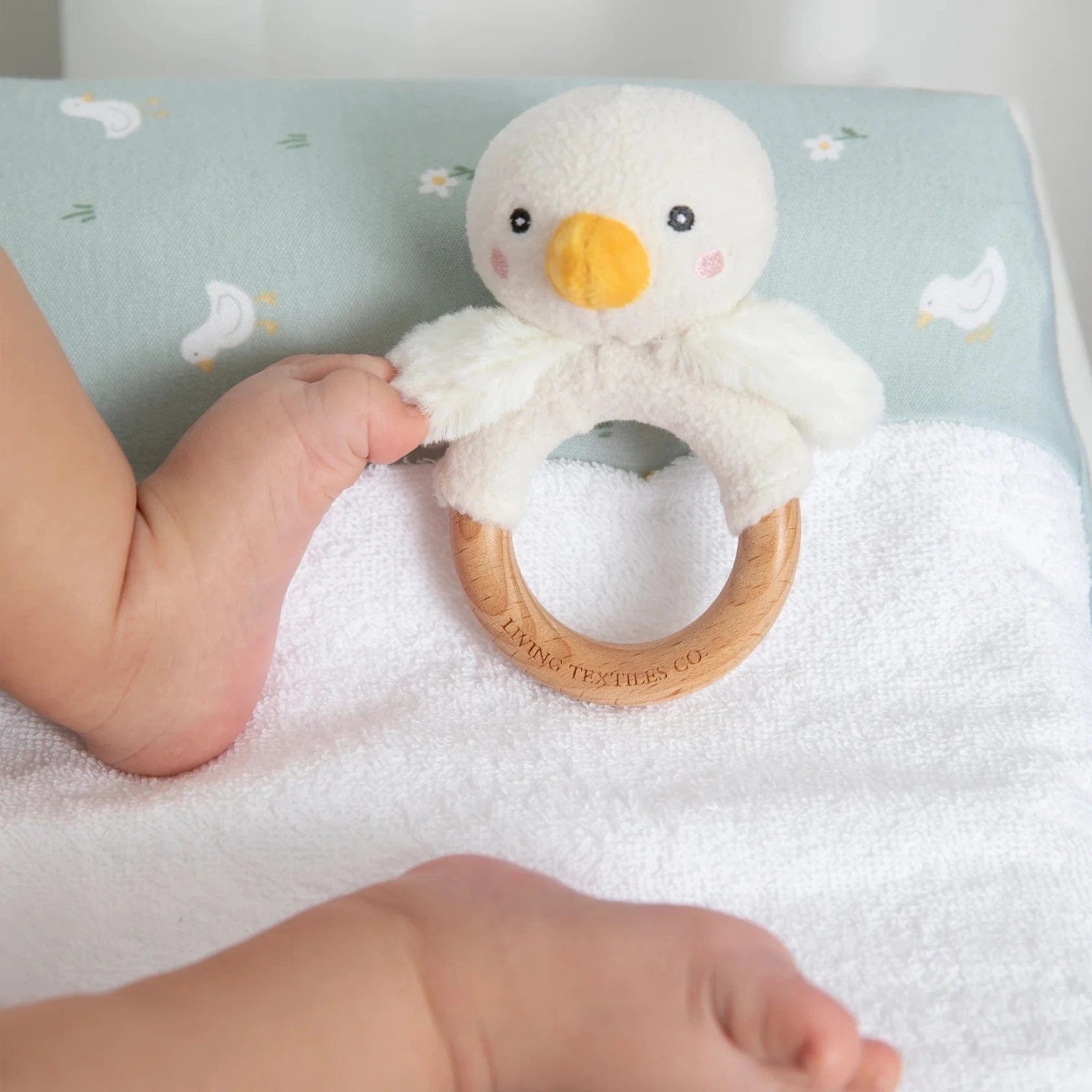 Living Textiles Baby Accessory Teething Ring & Dummy Chain Gift Set - Goosey Goosey