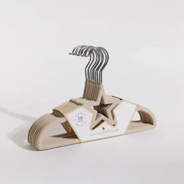 Living Textiles Room Decor Baby Coat Hangers 10 Pack - Stars/Beige