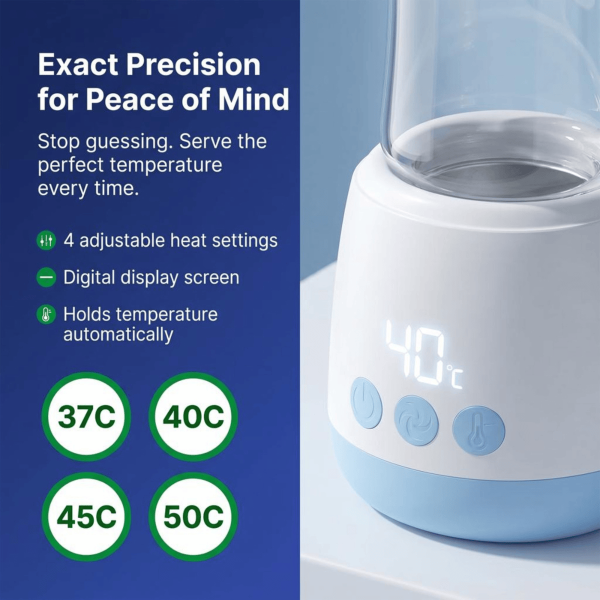 Med-E-Scan L'il ThermoBlend bottle warmer and stirrer, feeding accessory with digital controls and compact design.
