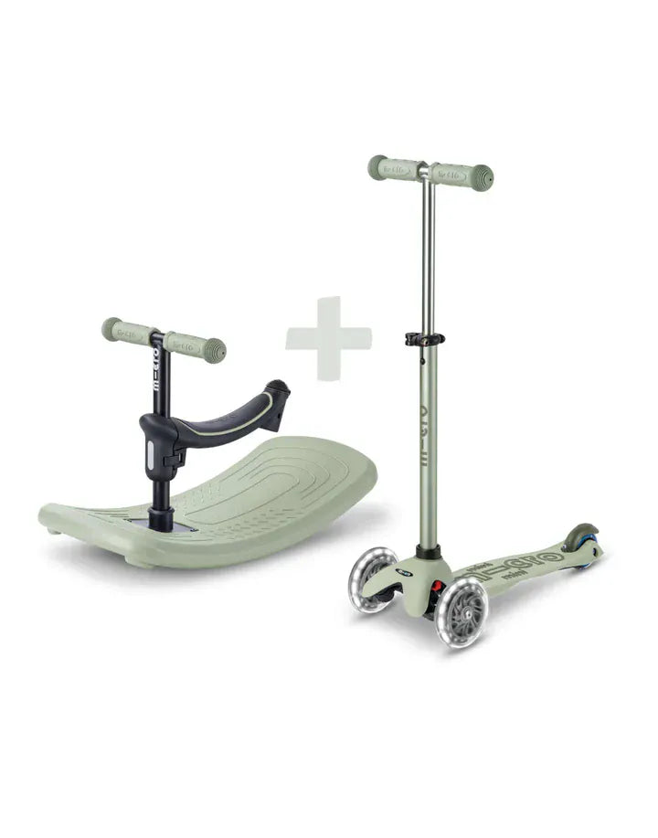 Micro Toys Olive Sage Micro Rock & Go Mini Deluxe LED 3 Wheel Scooter