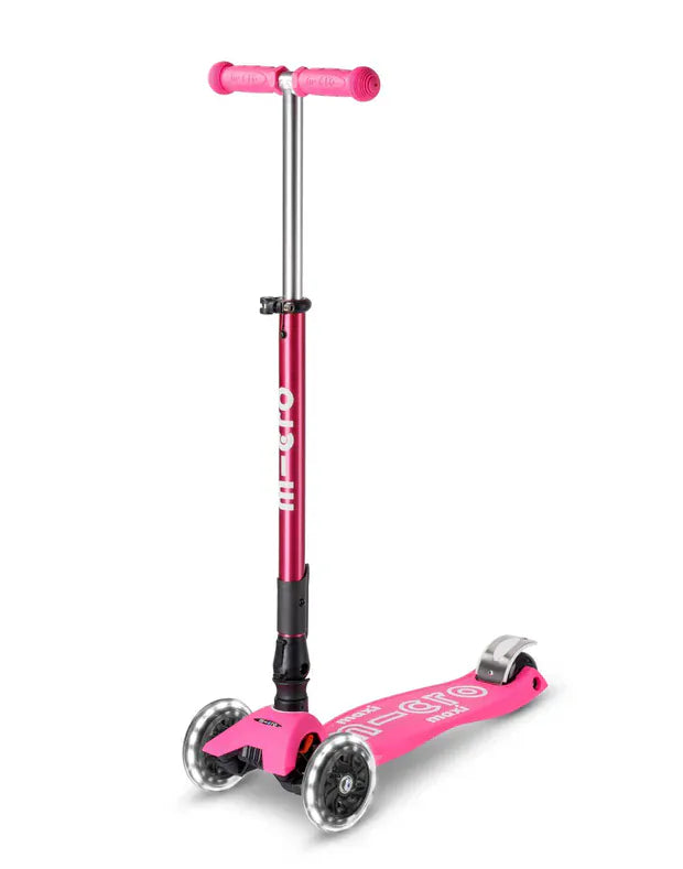 Micro Toys Pink Maxi Micro Deluxe 3-wheel Foldable Scooter LED