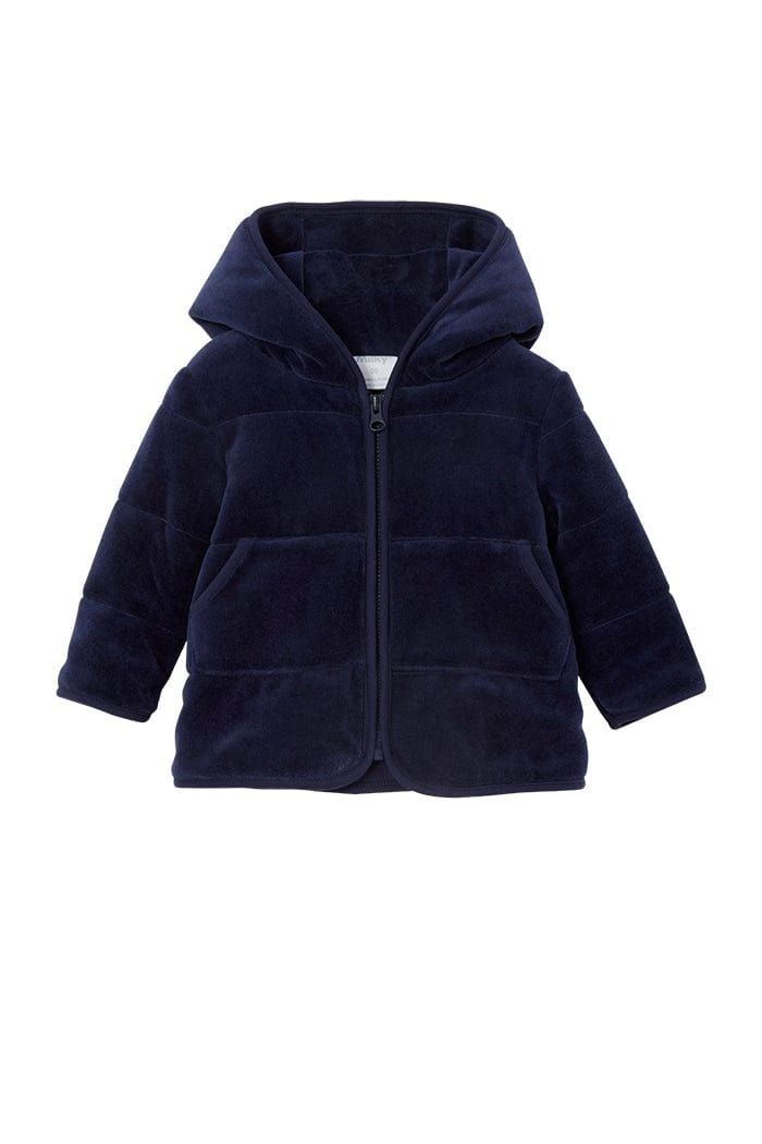 Milky Boys Jacket Navy Velour Hooded Baby Jacket