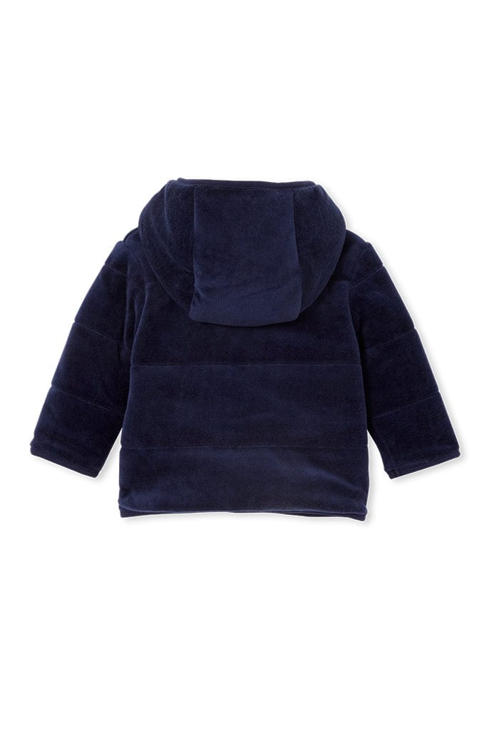 Milky Boys Jacket Navy Velour Hooded Baby Jacket