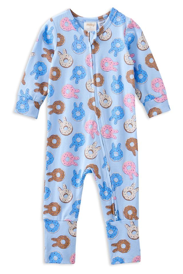 Milky Boys Onesie 0-3M Donut Bunny Zip Romper