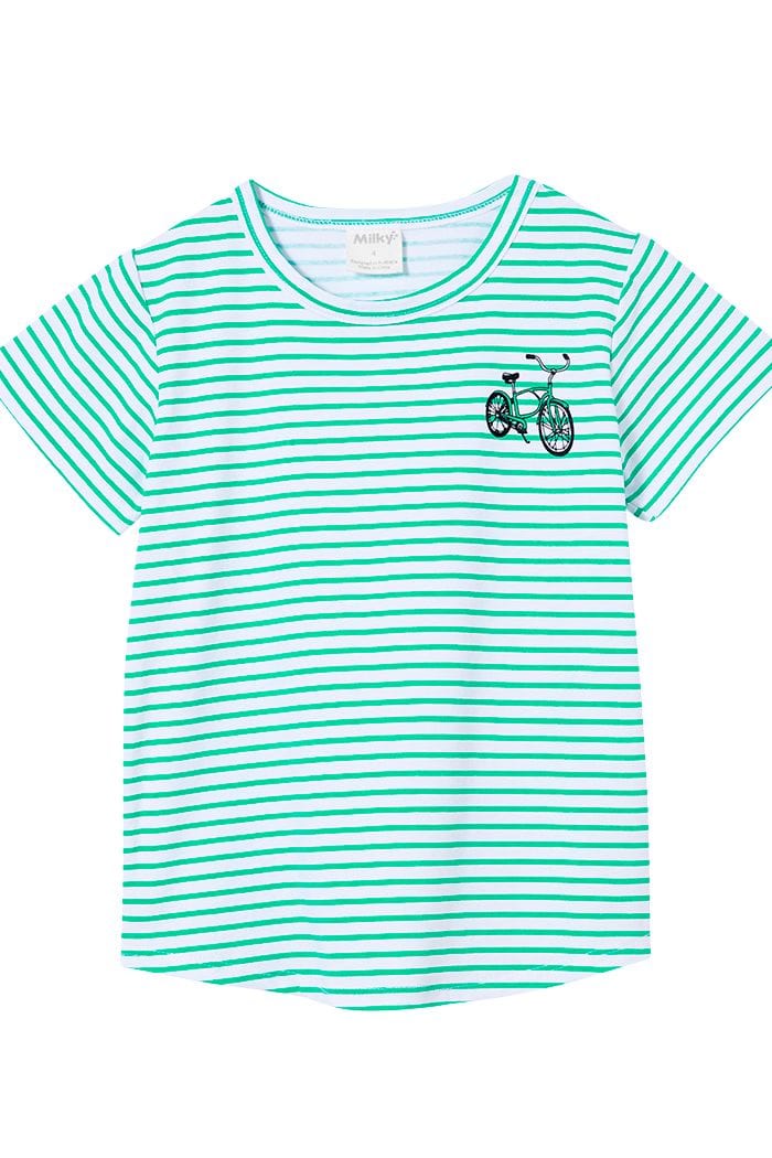 Milky Boys Tops Green Stripe Bicycle Tee