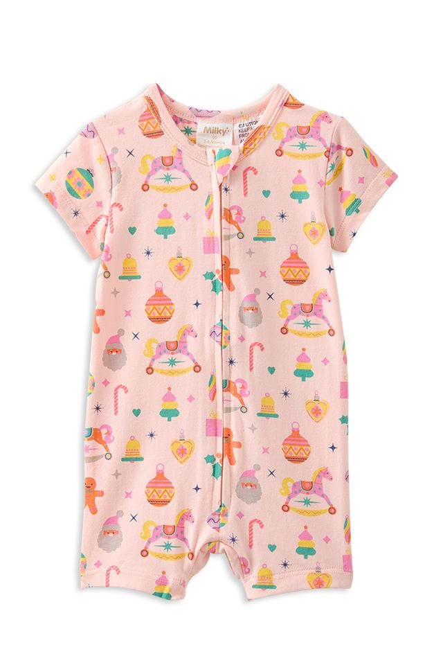 Milky Girls All In One 0-3M Candy Cane Zip Romper
