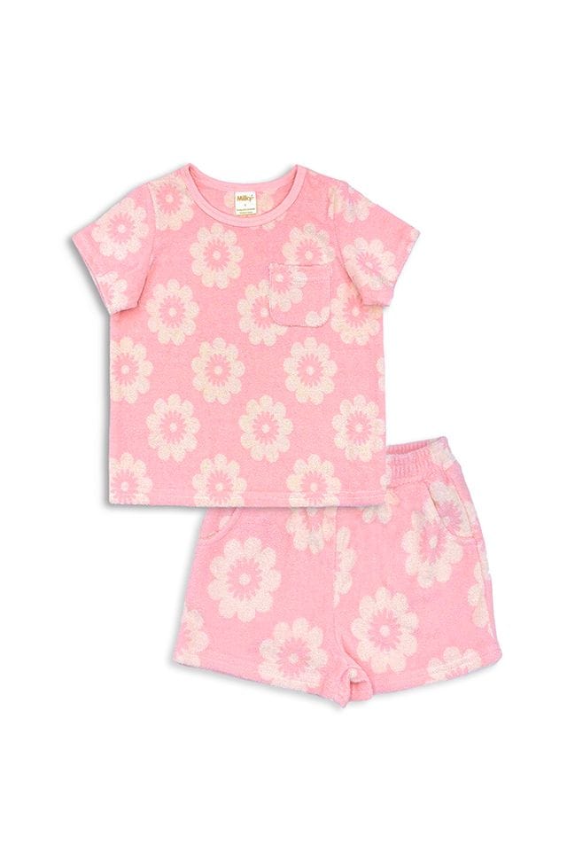 Milky Girls All In One 2Y Floral Terry Towelling Set