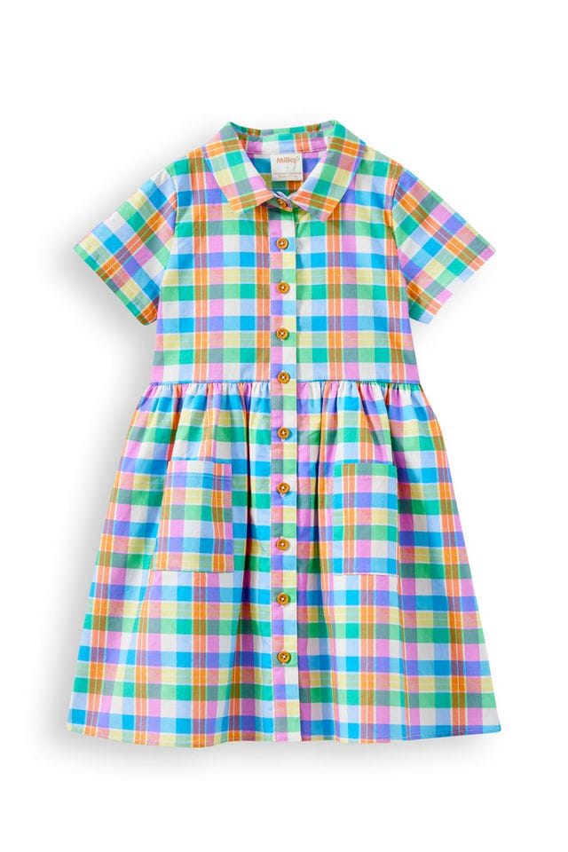 Milky Girls Dress 2Y Carnival Check Dress