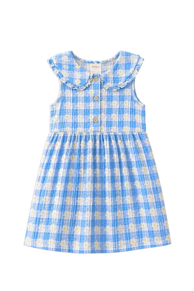 Milky Girls Dress 2Y Daisy Check Dress