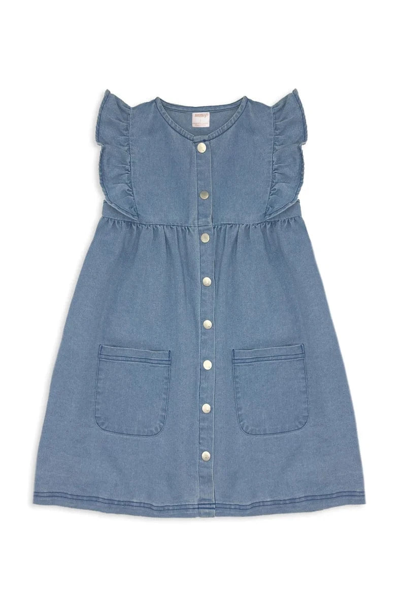 Milky Girls Dress Denim Frill Dress