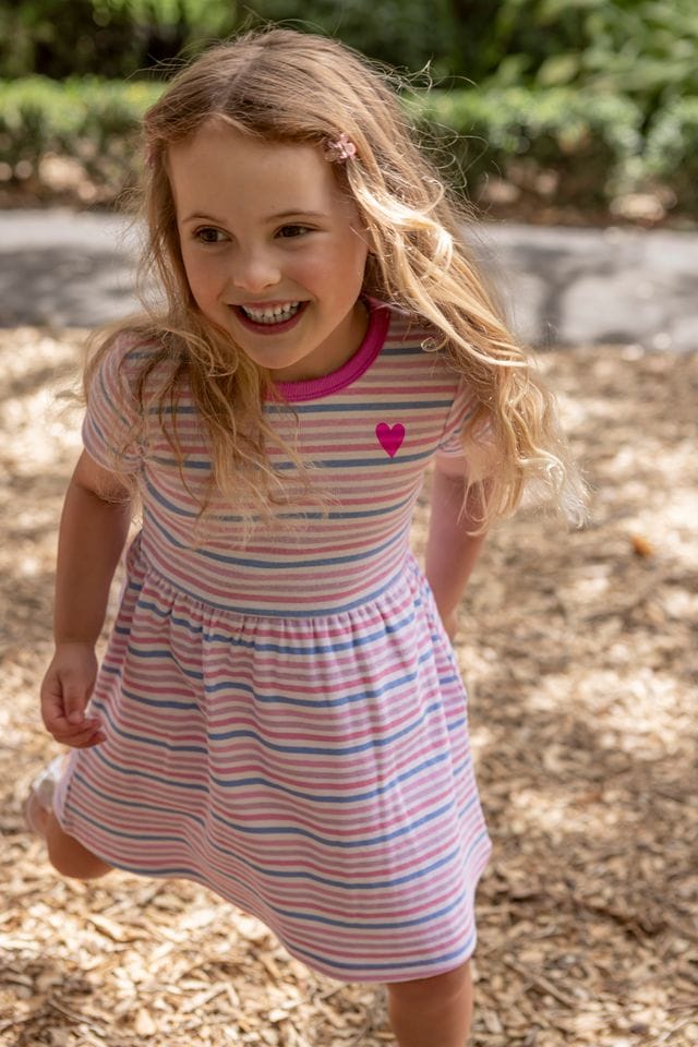 Milky Girls Dress Pretty Stripe Rib Dress