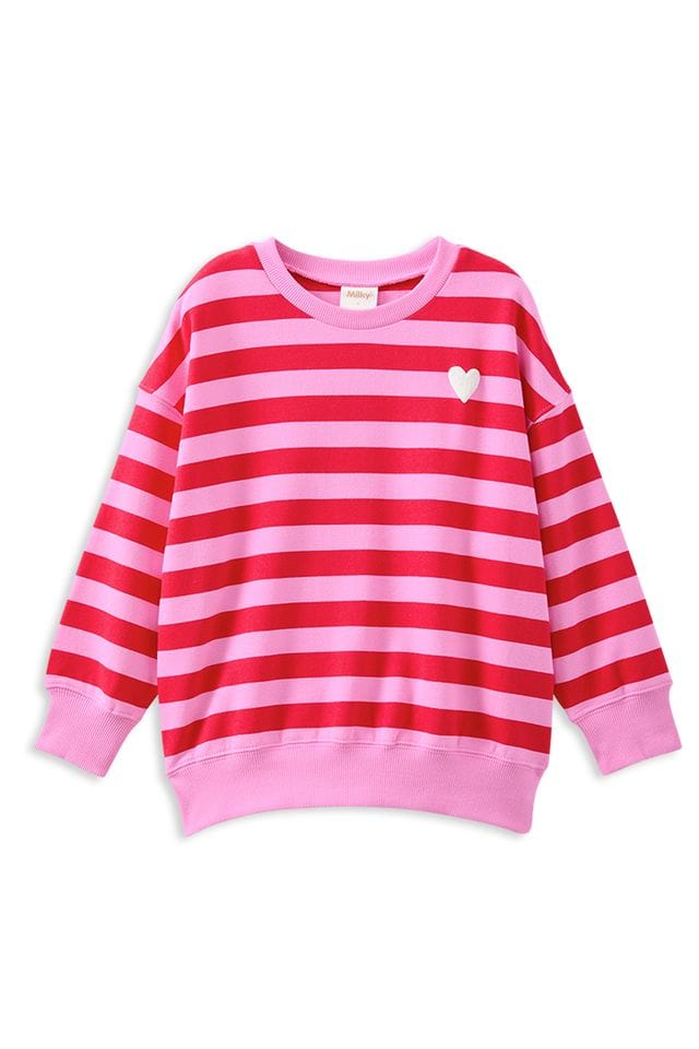 Milky Girls Jumper Cherry Stripe Sweat