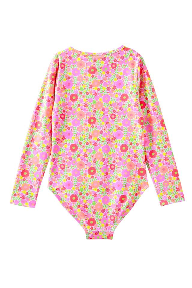 Milky Girls Swimwear Neon Bloom L/S Swimsuit