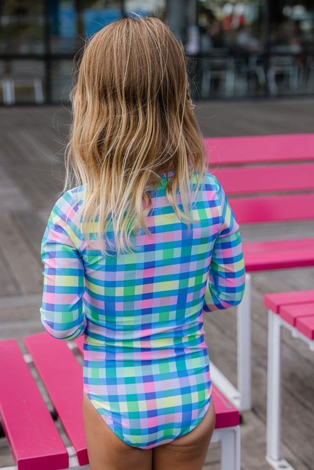 Milky Girls Swimwear Picnic Check Long Sleeve Swimsuit
