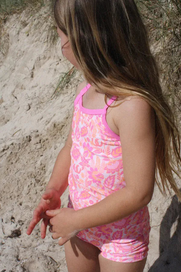 Girls Wild Paisley Swimsuit by Milky featuring a colorful paisley pattern and comfortable swimwear design for girls.
