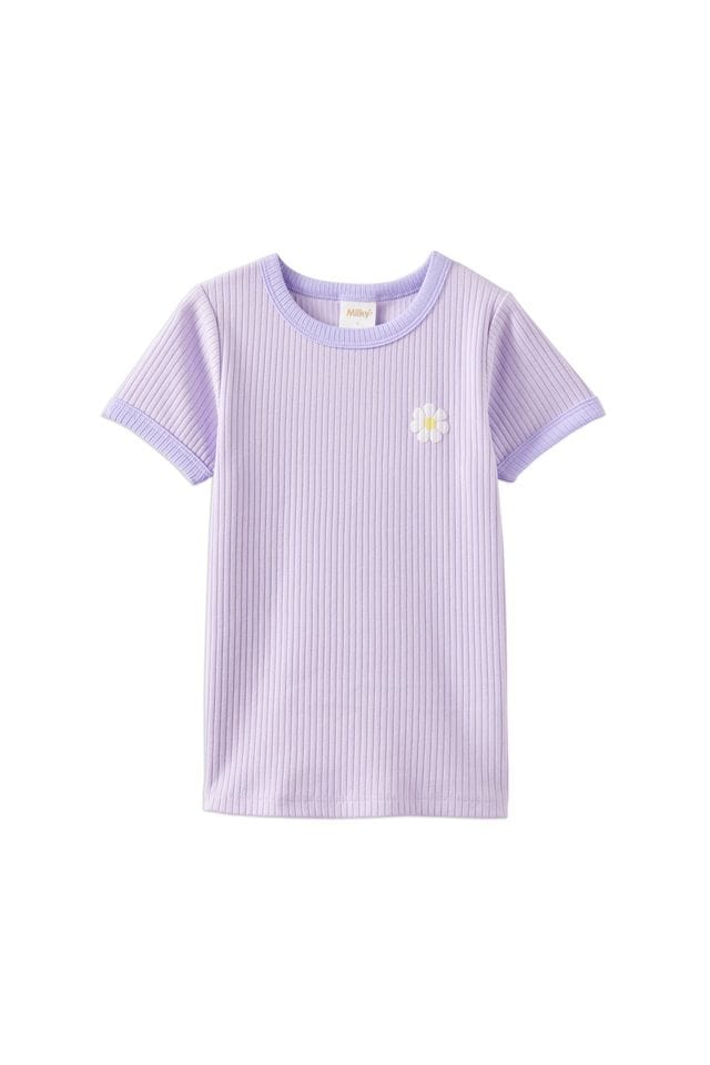 Milky Girls Tee Lilac Mist Rib Tee