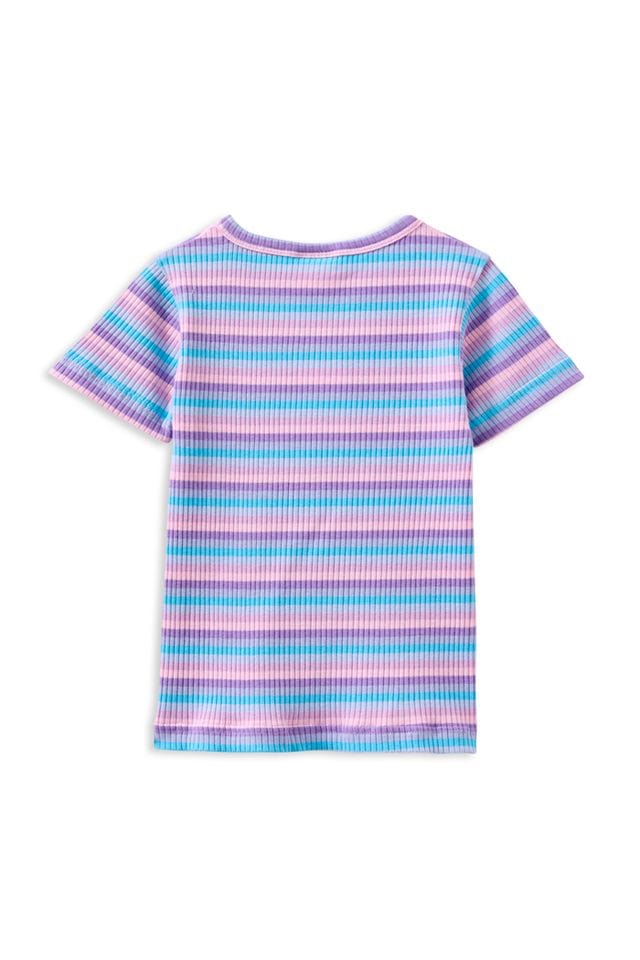 Milky Girls Tee Lilac Stripe Rib Tee