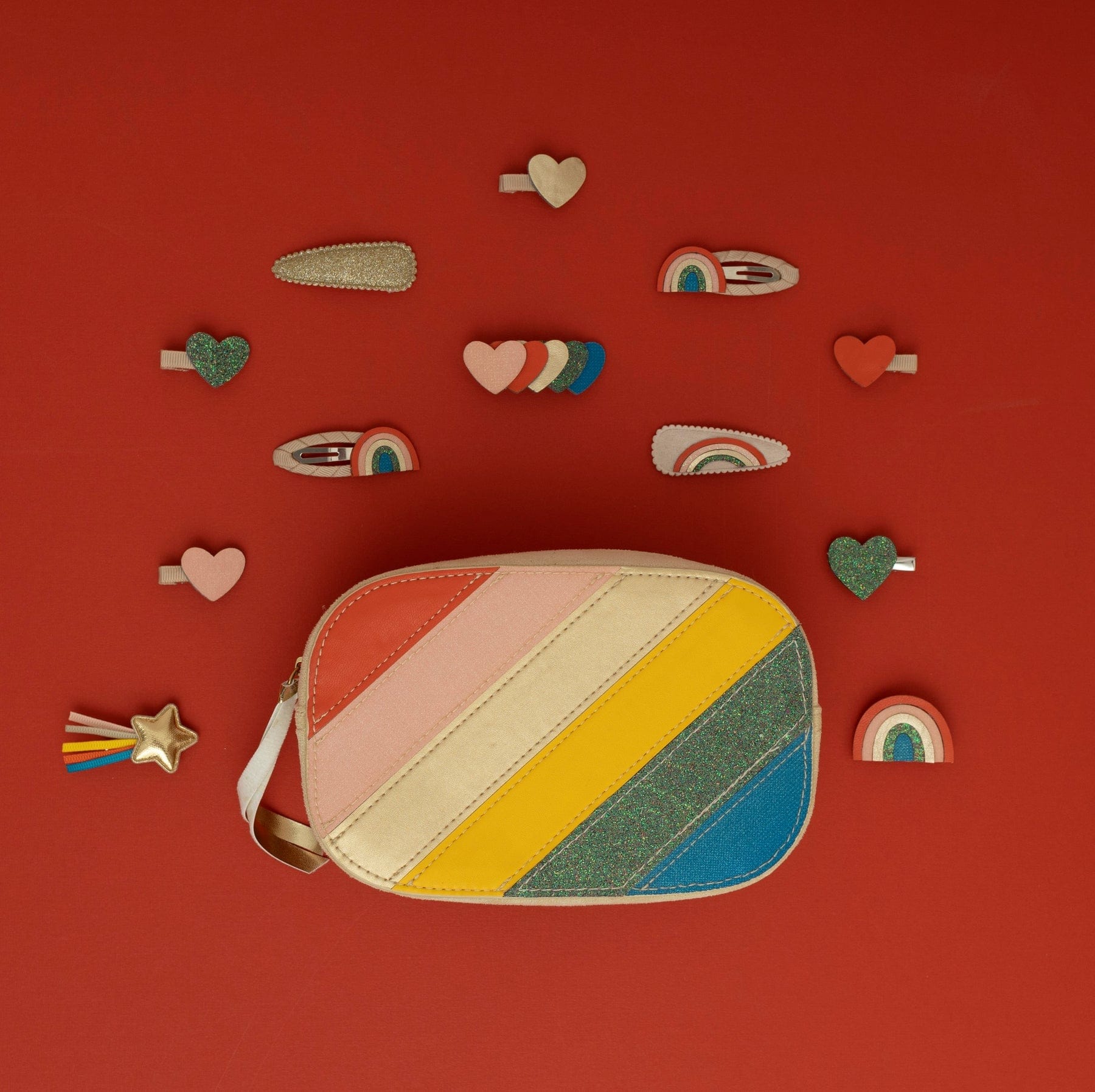 Mimi & Lula Accessory Hair Retro Rainbow Layered Heart Clips