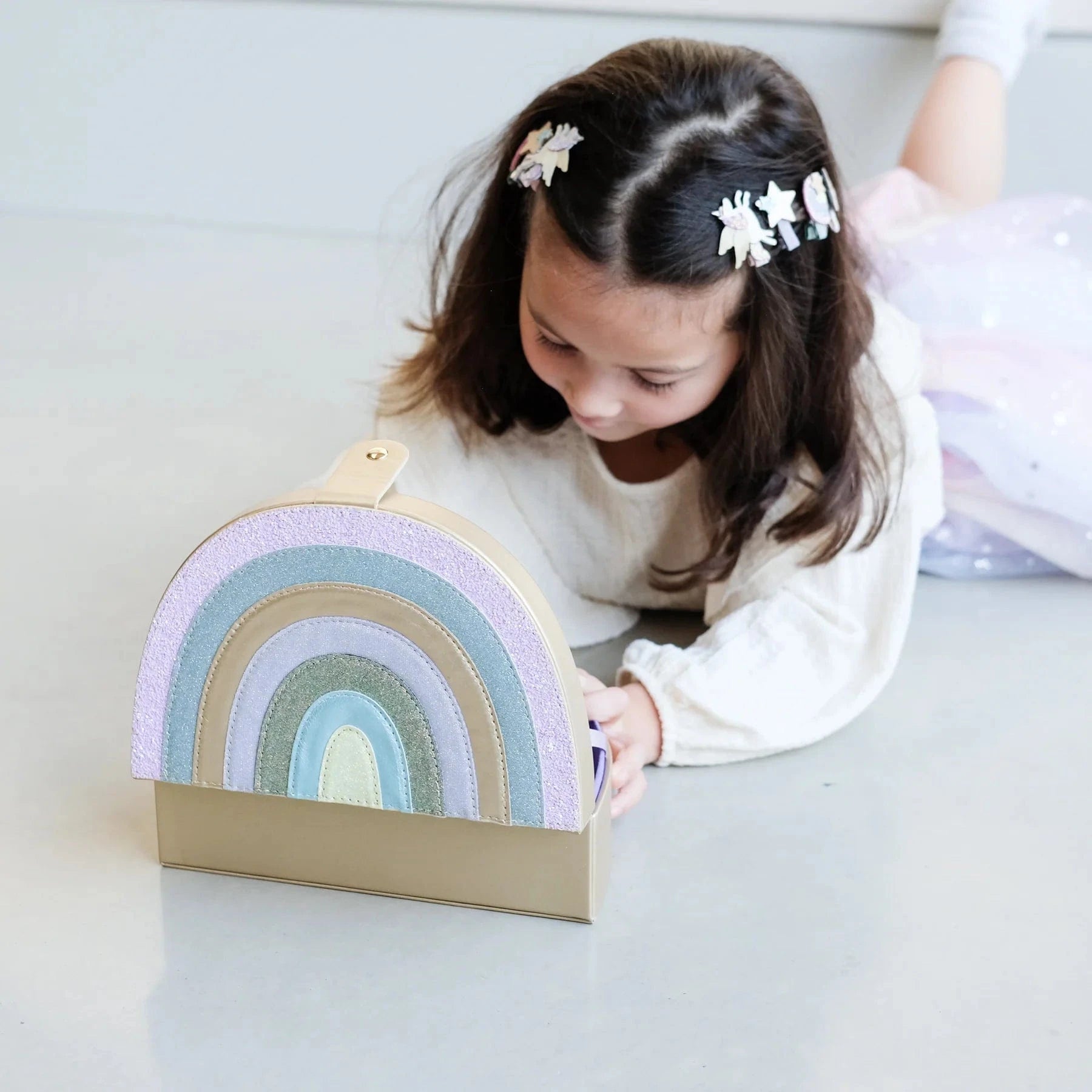 Mimi & Lula Girls Accessory Rainbow Jewellery Box - Bright Multi