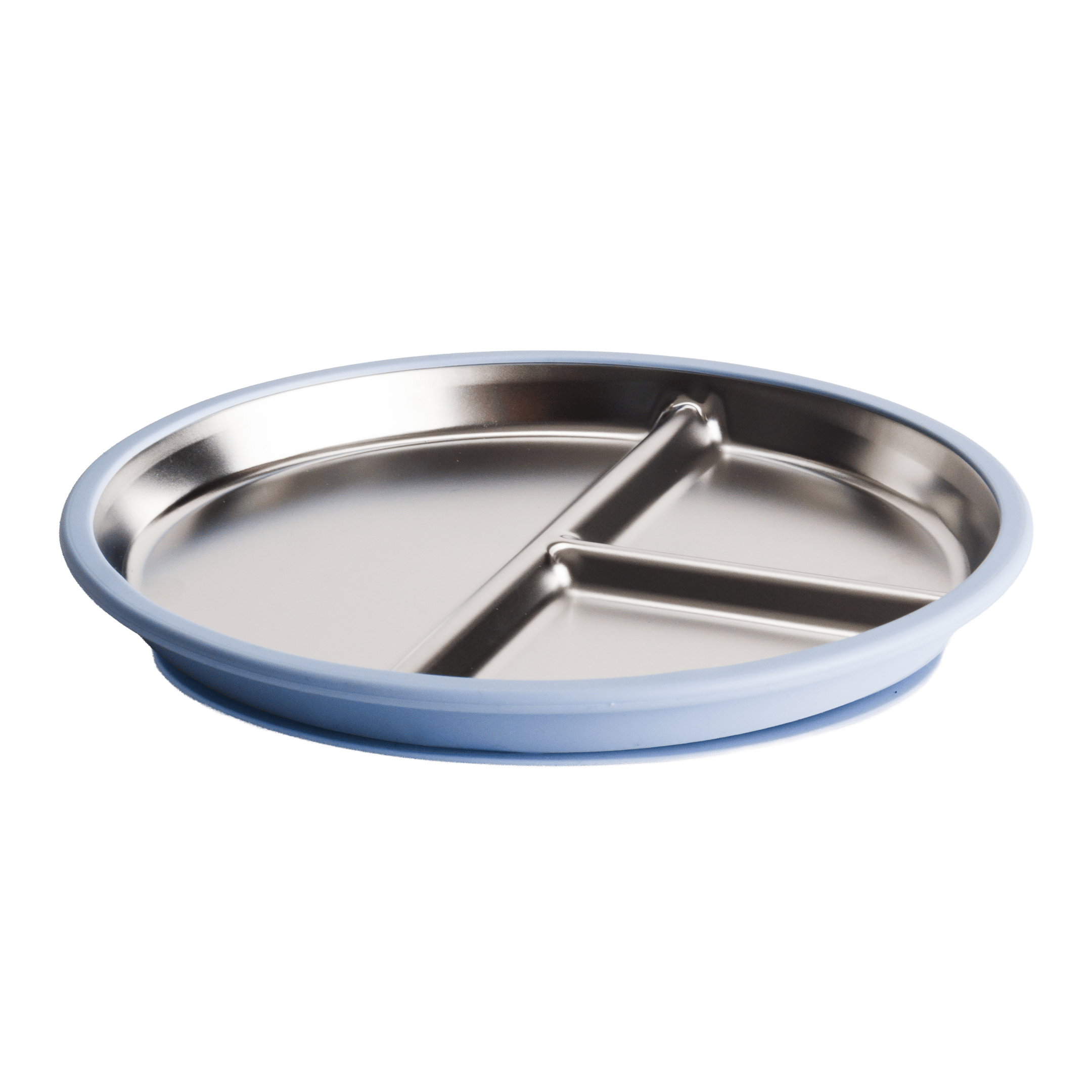 Nestling Accessory Feeding Dusty Blue Stainless Divided Suction Plate 23cm