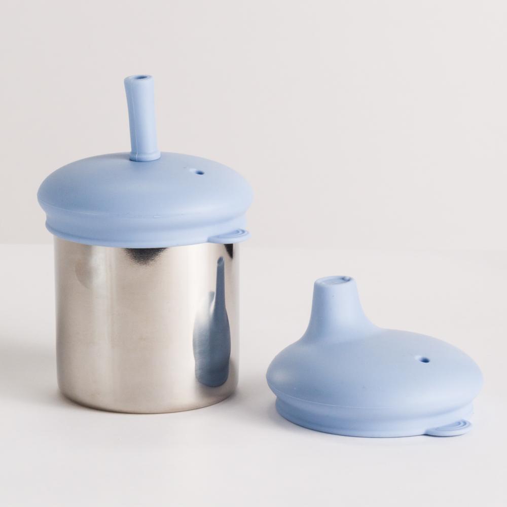 Nestling Accessory Feeding Dusty Blue Stainless Steel 3-in-1 Sippy Cup
