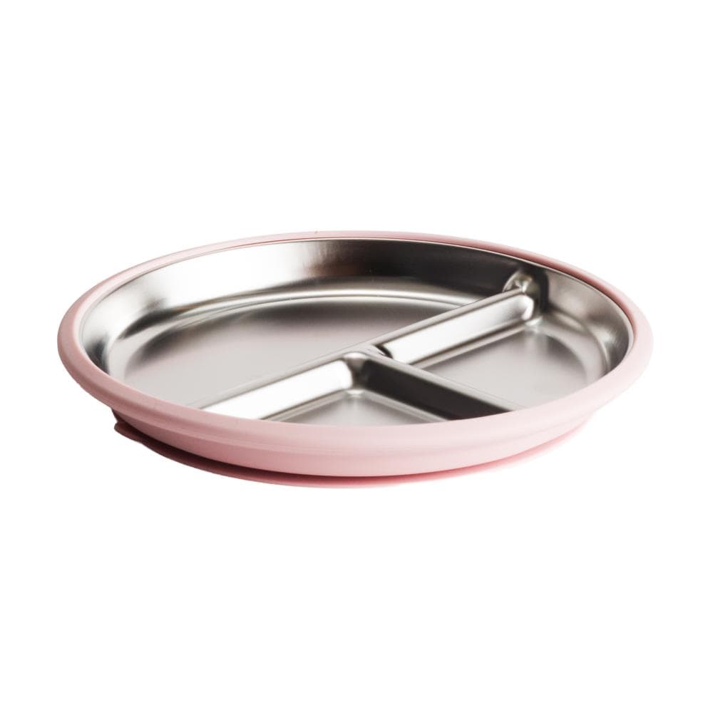 Nestling Accessory Feeding Dusty Pink Stainless Divided Suction Plate 20cm