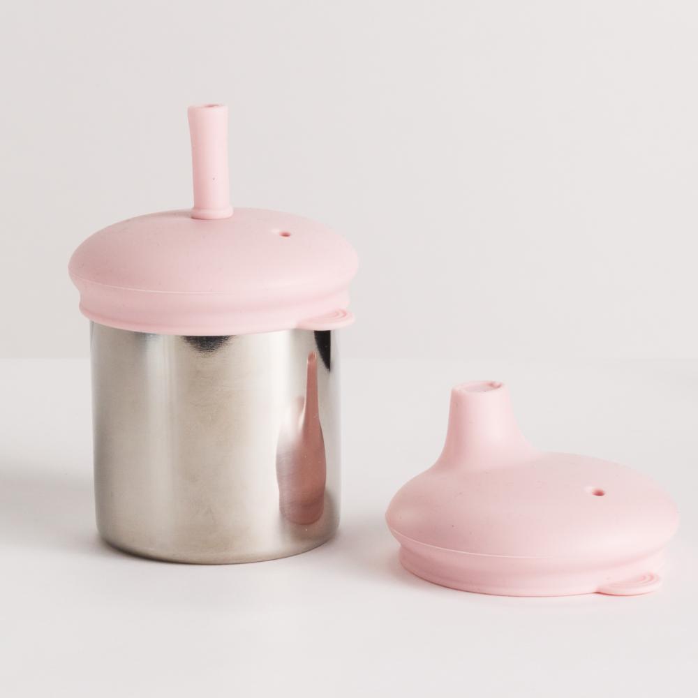 Nestling Accessory Feeding Dusty Pink Stainless Steel 3-in-1 Sippy Cup
