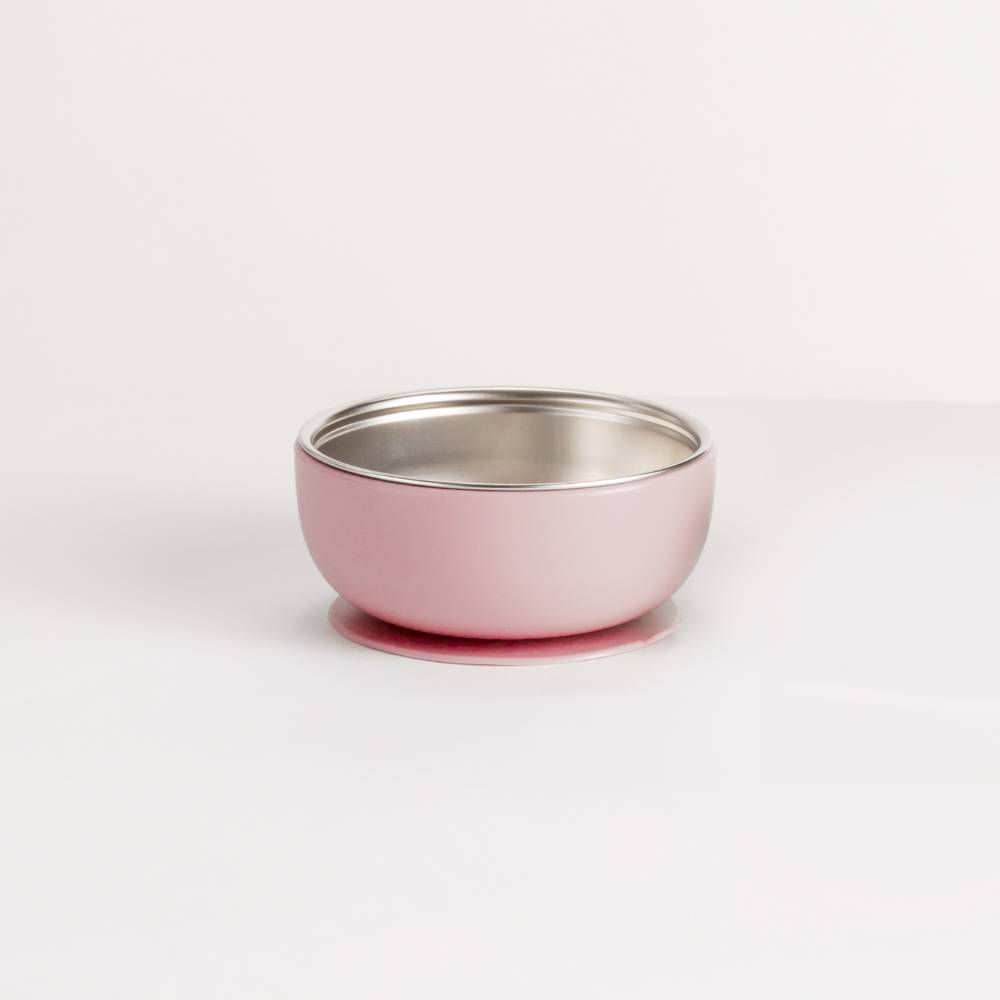 Nestling Accessory Feeding Dusty Pink Stainless Steel Suction Bowl