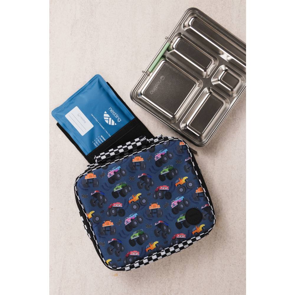 Nestling Accessory Feeding Insulated Lunch Bag - Monster Trucks