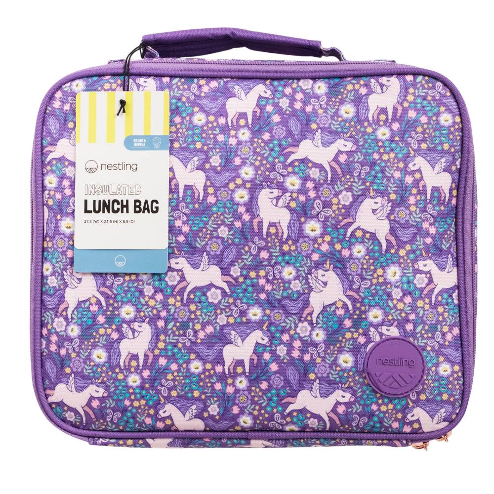 Nestling Accessory Feeding Insulated Lunch Bag - Unicorns