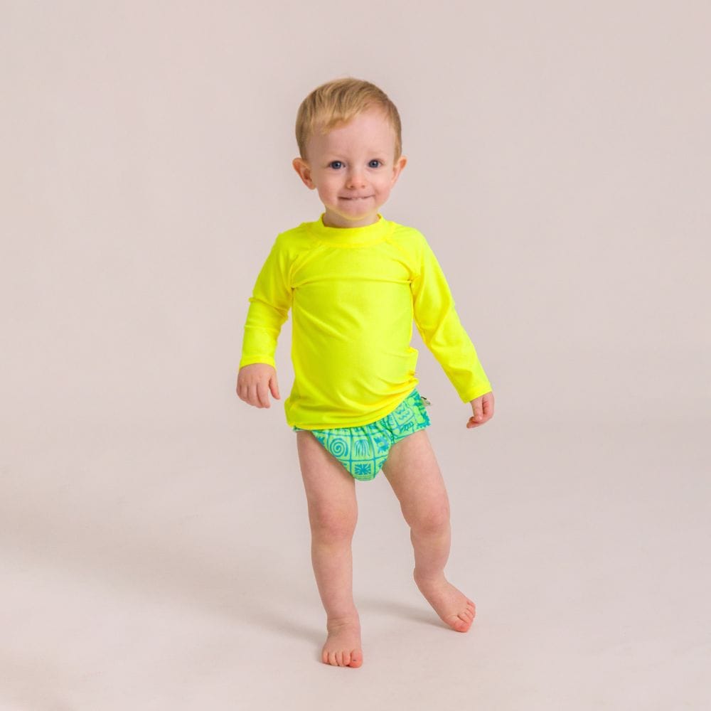 Nestling Boys Swimwear Swim Nappy - Green Retro Surf