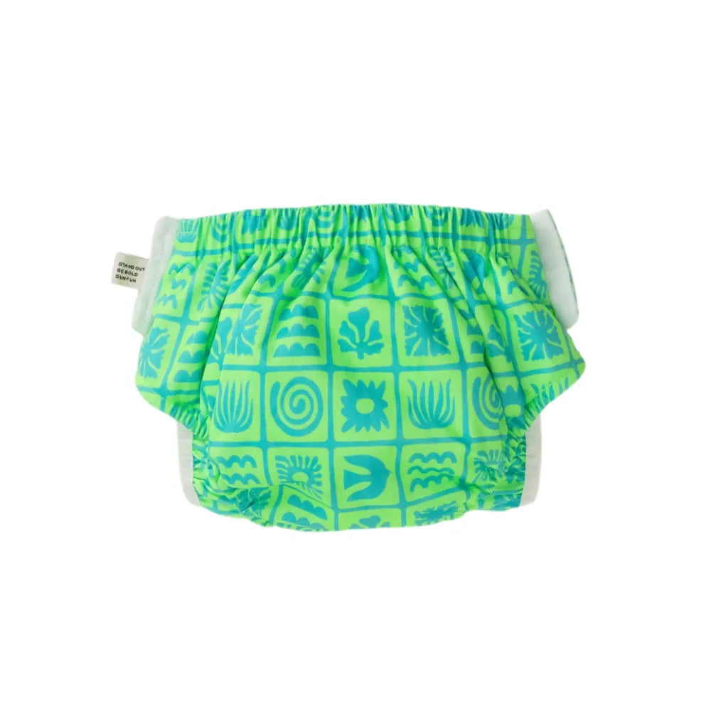 Nestling Boys Swimwear Swim Nappy - Green Retro Surf