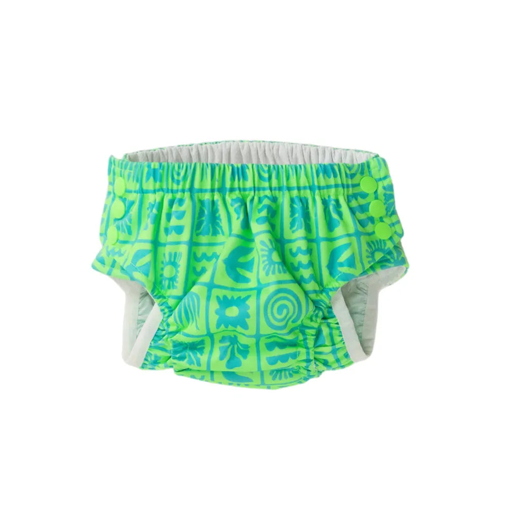 Nestling Boys Swimwear Swim Nappy - Green Retro Surf