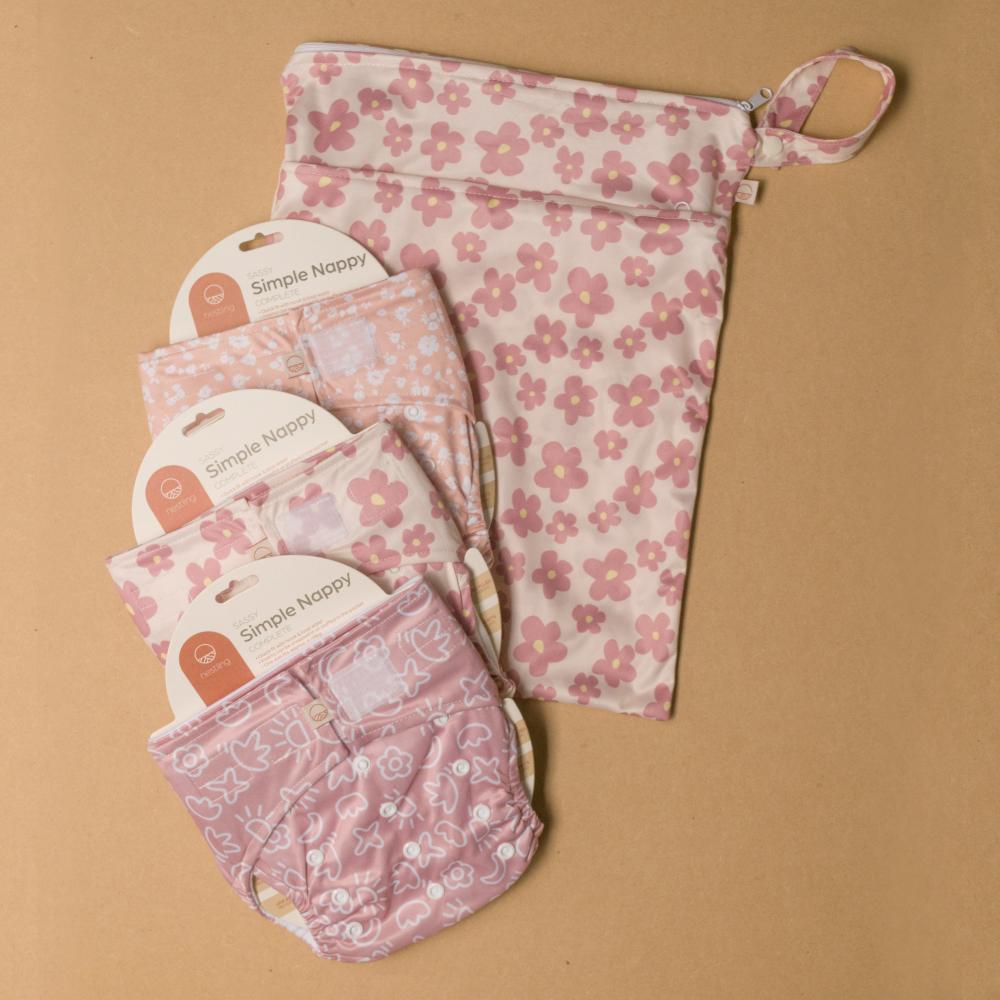 Nestling Children Accessories Double Pocket Wet Bag - Pink Ditsy