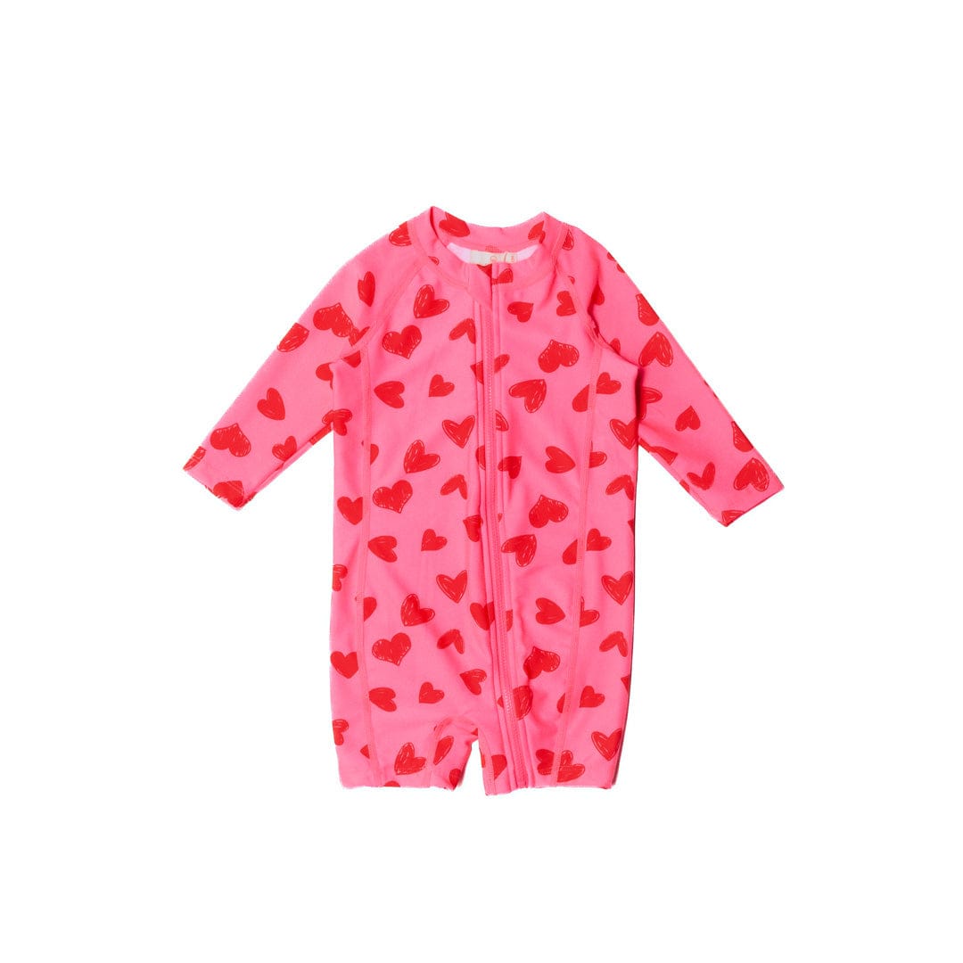 Nestling Girls Swimwear Shortie Swimmers - Pink Hearts