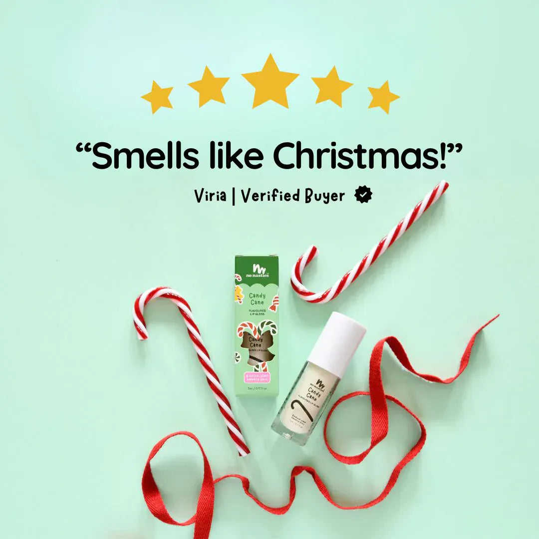 No Nasties Girls Accessory Christmas Limited Edition Natural Kids Lip Gloss Candy Cane