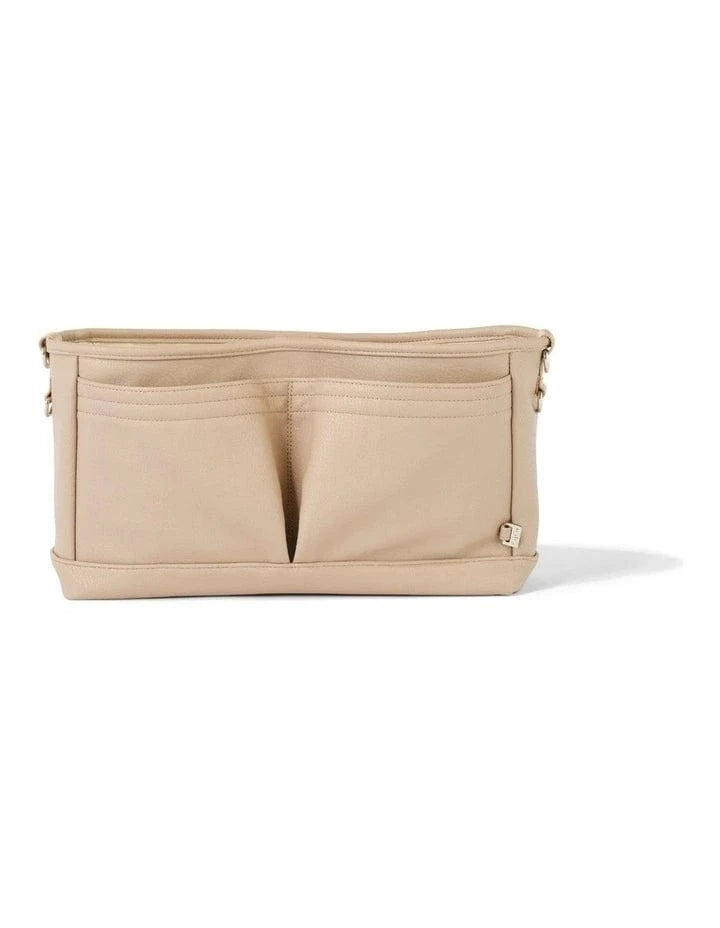 OiOi Baby Accessory Vegan Leather Stroller Organiser / Pram Caddy - Oat Dimple
