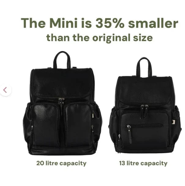 OiOi Baby Care Mini Signature Backpack - Black Vegan Leather