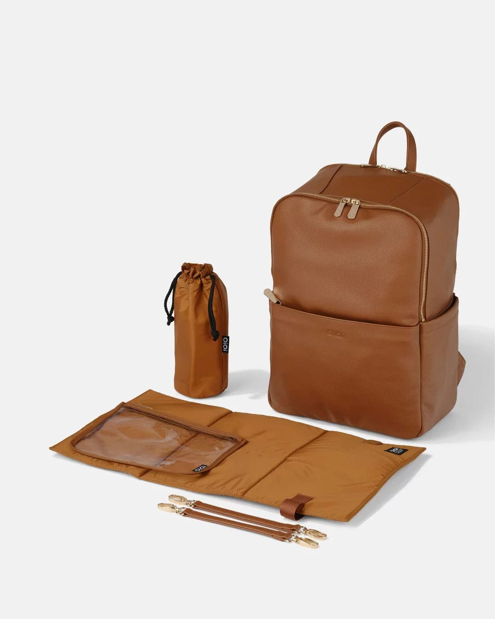OiOi Baby Care Multitasker Nappy Backpack - Chestnut Brown Vegan Leather