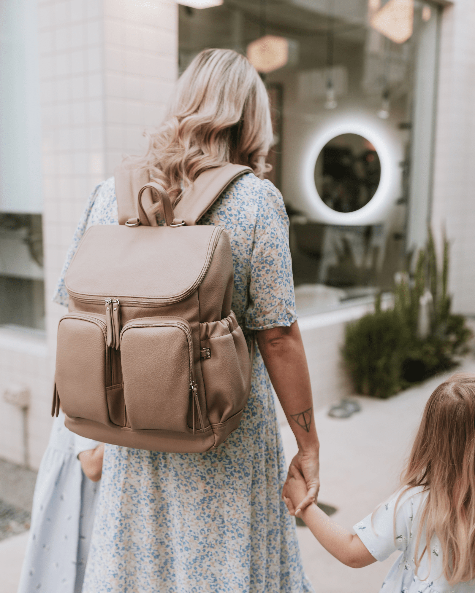 OiOi Baby Care Oat Dimple OiOi Faux Leather Nappy Backpack - Oat Dimple