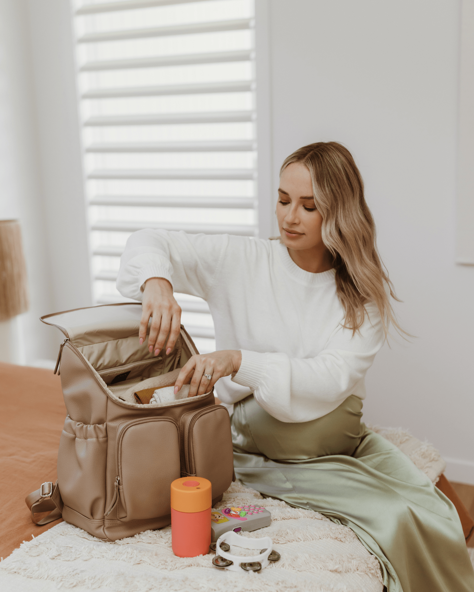 OiOi Baby Care Oat Dimple OiOi Faux Leather Nappy Backpack - Oat Dimple