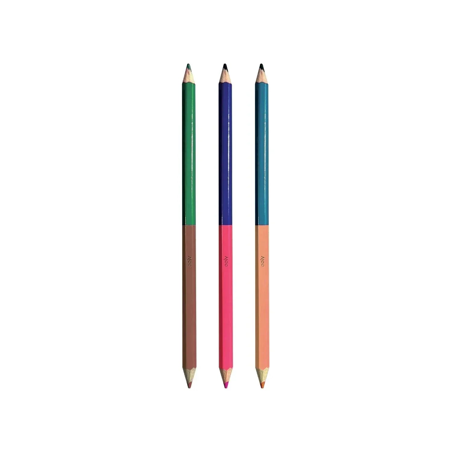 Ooly Toys 2 Of A Kind - Doubled Ended Set of 12 Colouring Pencils